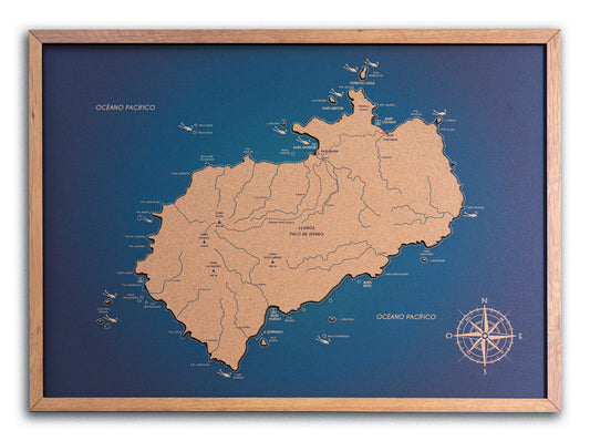Mapa de Isla del Coco en Corcho Natural · Colección Impresos