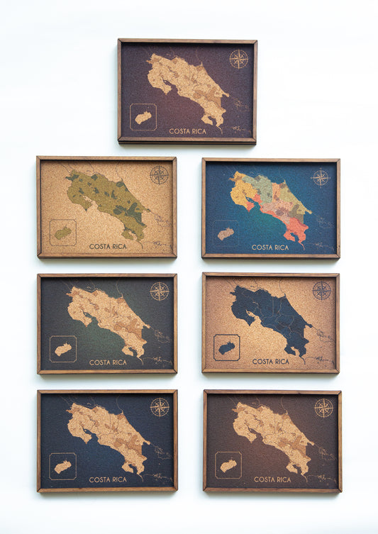 Mapa de Costa Rica en Corcho Natural · Colección Impresos · Edición de Escritorio · 20 × 14 cm
