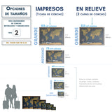 Mapamundi de CORCHO - Colección MONOCAPA - 110 x 80 cm + División Estados EEUU