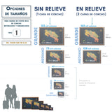 Mapa de Costa Rica de CORCHO - Colección IMPRESOS - 55 x 40 cm