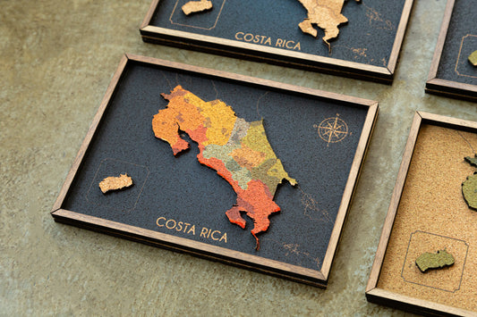 Mapa de Costa Rica de CORCHO - Colección RELIEVE - 20 x 14 cm (Tamaño para Escritorio)