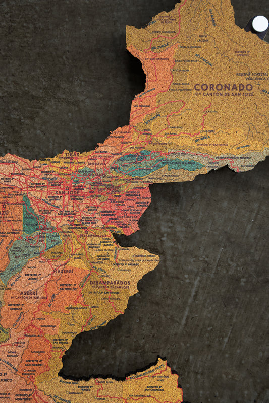 Contorno de Mapa de la Provincia de San José en CORCHO para Pared