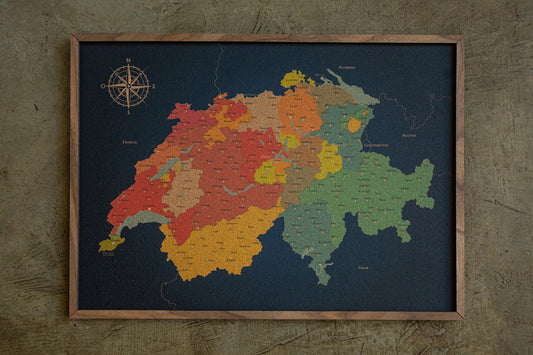 Mapa de Suiza en Corcho Natural - Colección IMPRESOS