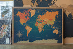 Mapamundi de CORCHO - Colección MONOCAPA - 110 x 80 cm + División Estados EEUU