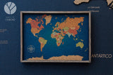 Mapamundi de CORCHO - Colección IMPRESOS - 20 x 14 cm (Tamaño para Escritorio)