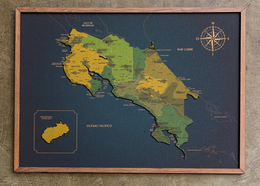 Mapa de Costa Rica de CORCHO - Colección RELIEVE - 80 x 58 cm