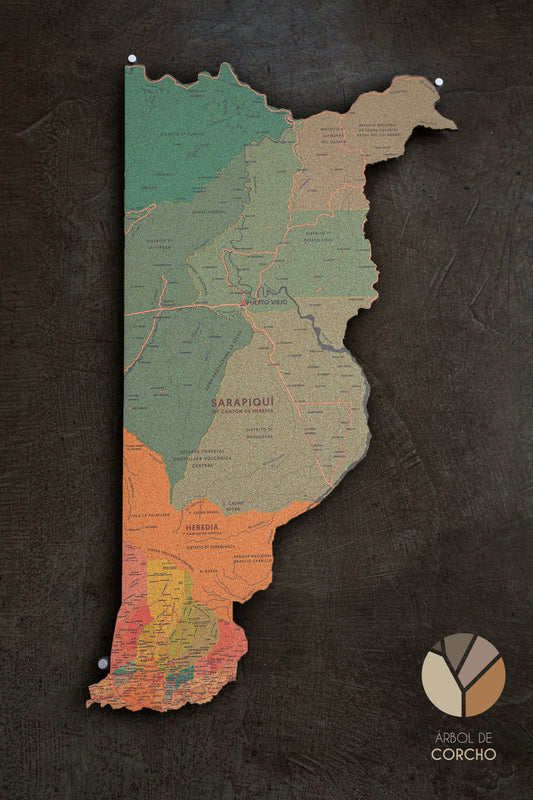 Contorno de Mapa de la Provincia de Heredia en CORCHO para Pared
