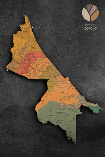 Contorno de Mapa de la Provincia de Limón en CORCHO para Pared
