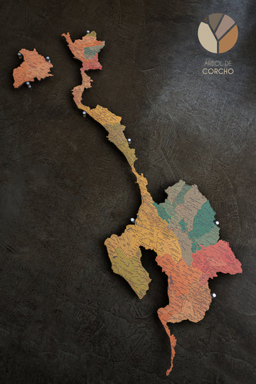 Contorno de Mapa de la Provincia de Puntarenas en CORCHO para Pared