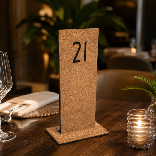 Señaladores Numéricos de Mesa en Hierro y Corcho | Diseño #2 | Restaurantes, Cafés y Bares