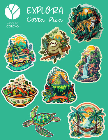 Dúo de Láminas de Stickers (6 cm) : Explora Costa Rica