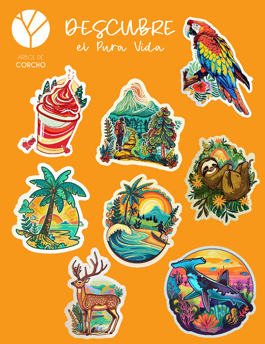 Dúo de Láminas de Stickers (6 cm) : Explora Costa Rica