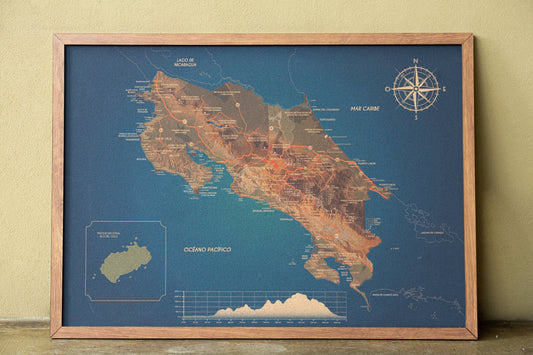 Mapa de Costa Rica en Corcho Natural - Colección Impresos · Edición Especial Camino de Costa Rica · 110 × 80 cm