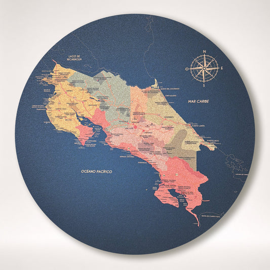 Mapa de Costa Rica de CORCHO (Tipo 3) - Colección IMPRESOS CIRCULARES