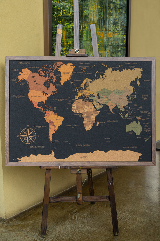 Mapa del Mundo Corcho Negro】
