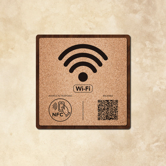 Placa Personalizada para WiFi – Conexión Fácil con NFC y Código QR para Hoteles, Airbnbs y Comercios