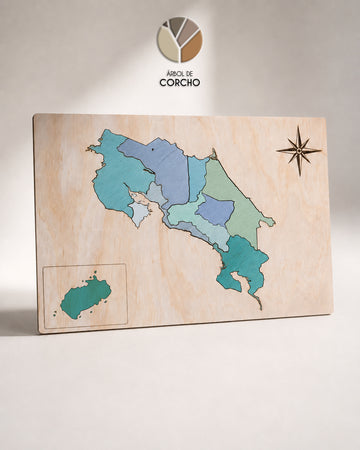 🧩 Mapa de Costa Rica Tipo Rompecabezas para Niños y Niñas · Madera de Pino para Pintar