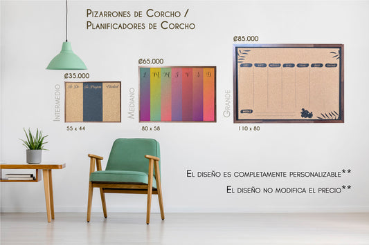 Pizarra de Corcho Premium Personalizada – Alta Densidad, Impresión UV y Marco Laminado