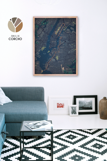 Mapa de las Grandes Maratones del Mundo en Corcho Natural - Colección Impresos