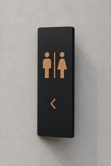 Señalador de Baños / Sanitarios de Doble Cara en Metal y Corcho | Hoteles, Restaurantes y Espacios Comerciales