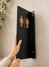 Señalador de Baños / Sanitarios de Doble Cara en Metal y Corcho | Hoteles, Restaurantes y Espacios Comerciales