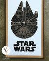 Cuadro Decorativo Millennium Falcon · Arte Láser en Cartón Artístico y Madera Laminada