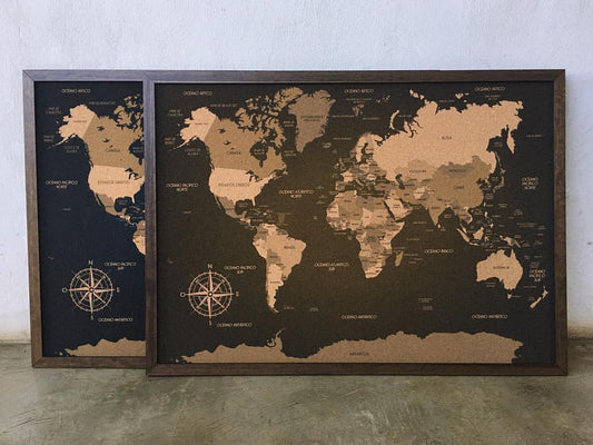 Mapamundi de CORCHO - Colección IMPRESOS - 110 x 80 cm