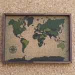 Mapamundi de CORCHO - Colección IMPRESOS - 20 x 14 cm (Tamaño para Escritorio)
