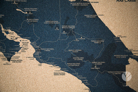 Mapa de Costa Rica de CORCHO - Colección IMPRESOS - 80 x 58 cm