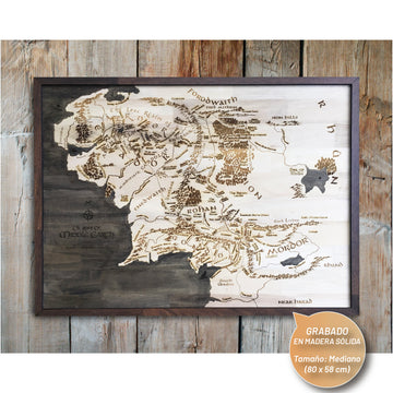 Cuadro de Madera – Mapa de la Tierra Media (El Señor de los Anillos & El Hobbit)