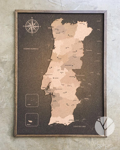 Mapa de Portugal de CORCHO - Colección IMPRESOS