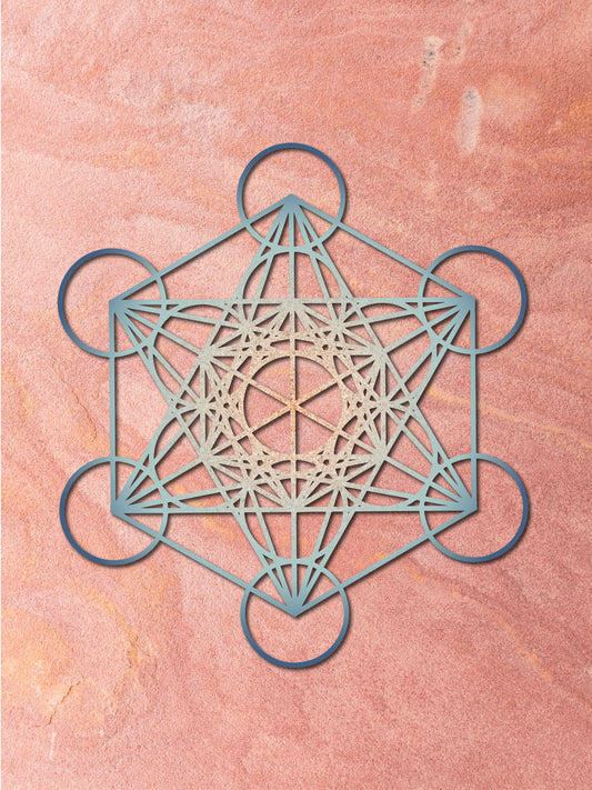 Cubo de Metatrón de Corcho Natural – Geometría Sagrada y Decoración de Pared