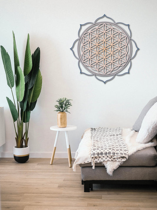 Mandala Flor de la Vida de Corcho Natural – Decoración de Pared Boho