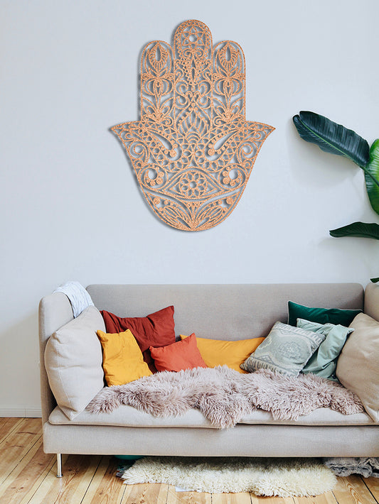 Hamsa de Corcho Natural – Decoración de Pared Boho