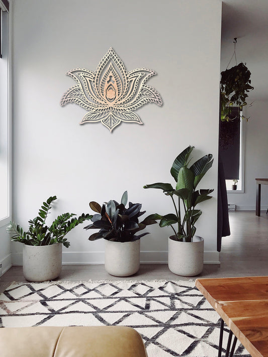 Mandala Flor de Loto de Corcho Natural – Decoración de Pared Boho